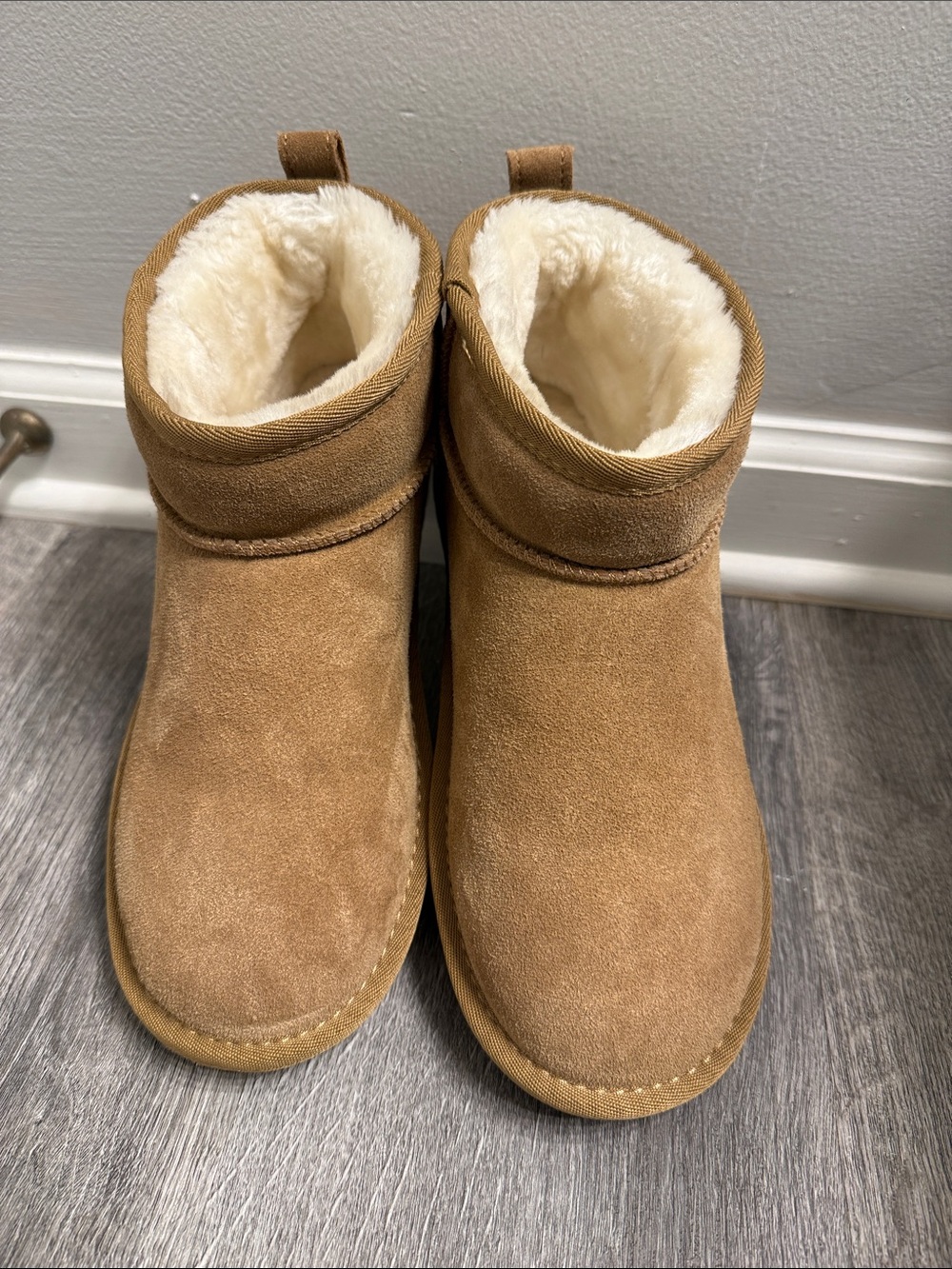 Tan Suede Faux-Fur Lined Boots